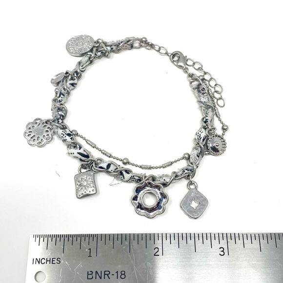 New Free People Bahama Bandana Anklet Silver White Black Gray - Picture 4 of 4